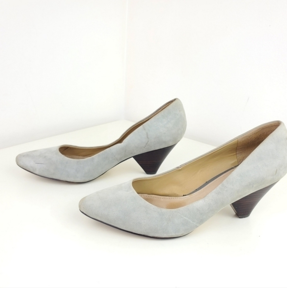 ALDO women pumps short heel leather suede size 39 or 8.5 gray color